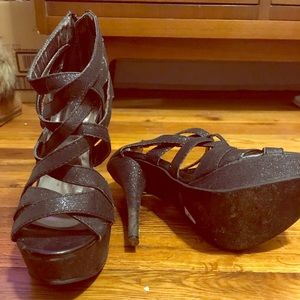 Black 5 inch sparkly heels